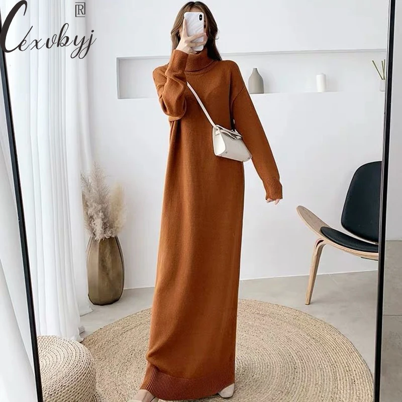 Women Casual X-Long Sweater Dress Korean Fashion Turtleneck Autumn Winter Knitted Pullover Dress Solid Thick Long Sleeve Dress
Women Casual X-Long Sweater Dress Korean Fashion Turtleneck Autumn Winter Knitted Pullover Dress Solid Thick Long Sleeve Dress