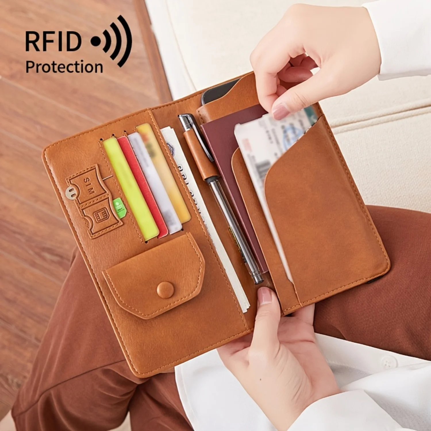 Men's RFID Blocking Leather Passport Holder Cover Wallet Travel Document Organizer - 1pc
Men's RFID Blocking Leather Passport Holder Cover Wallet Travel Document Organizer - 1pc