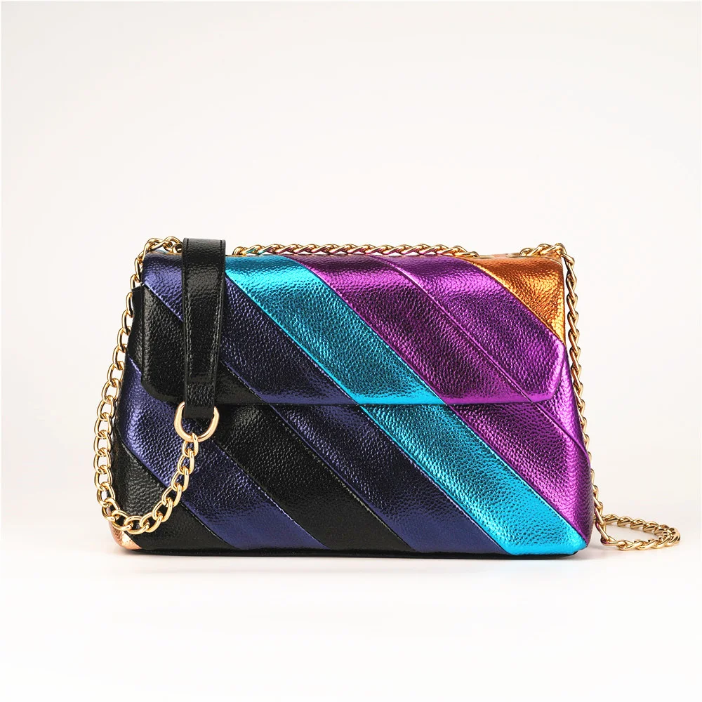 Good Qulity Rainbow Handbag Jointing Colorful Metallic PU Cross Body Bag Patchwork Shoulder
Good Qulity Rainbow Handbag Jointing Colorful Metallic PU Cross Body Bag Patchwork Shoulder