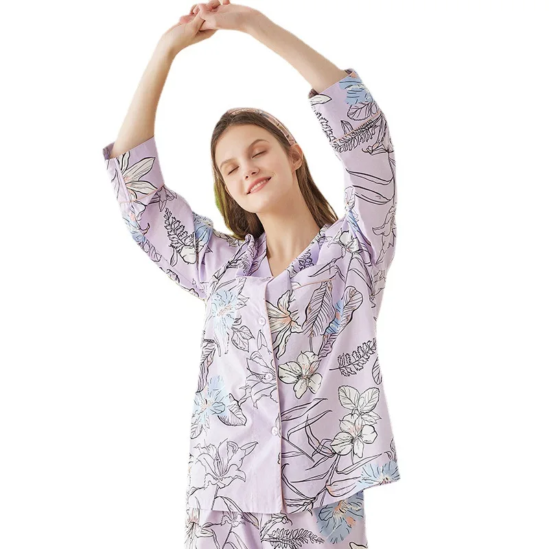 2023 New Spring Summer Cotton Pajamas Set Women Sleepwear High Quality Full Sleeve Floral Print Night Sleeping Pants Sets
2023 New Spring Summer Cotton Pajamas Set Women Sleepwear High Quality Full Sleeve Floral Print Night Sleeping Pants Sets