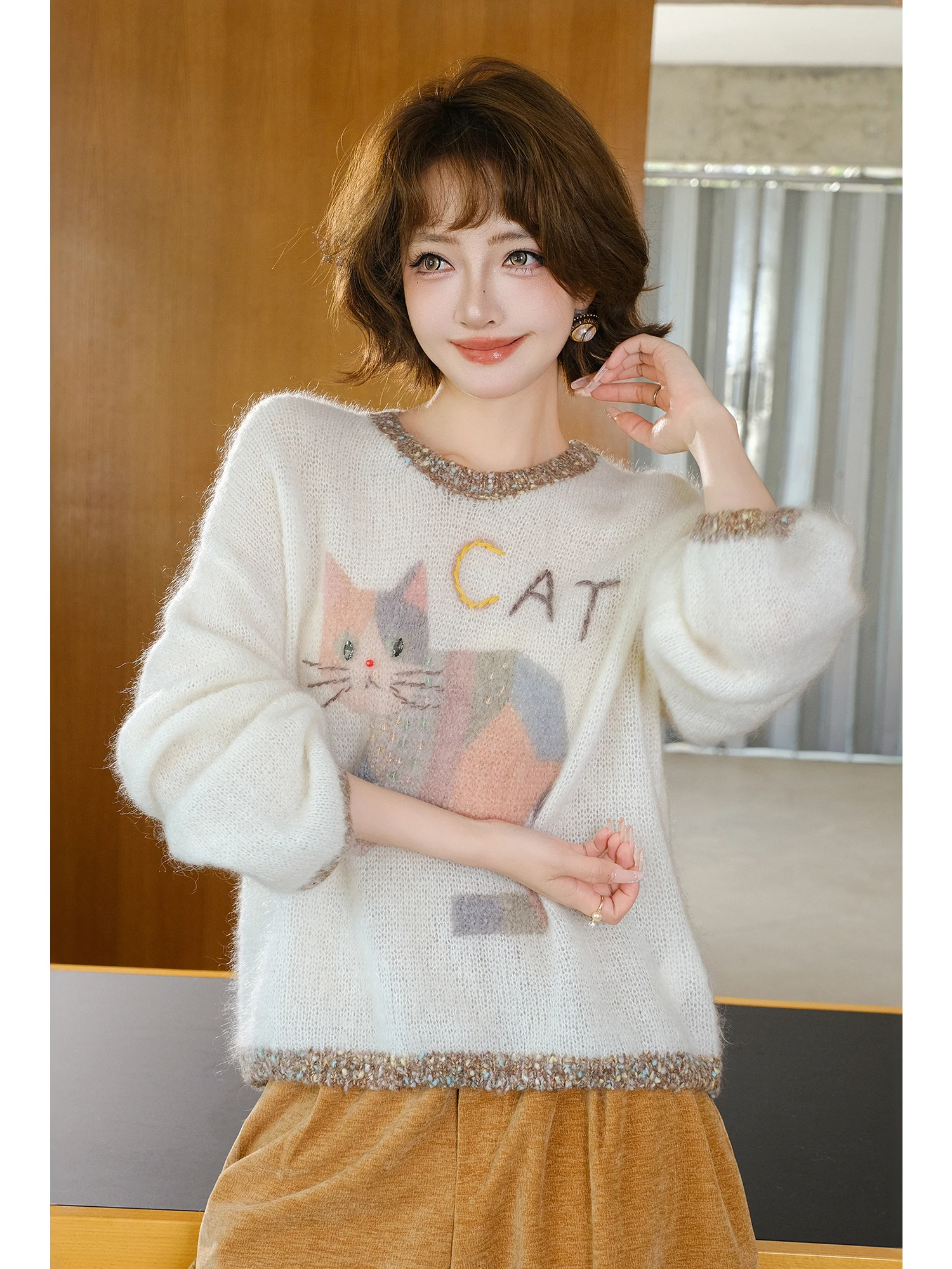 Вязаный шерстяной свитер MIUCO: свободный крой, повседневный, омолаживающий эффект, зимний, модный, теплый, с круглым вырезом, длинными рукавами, прямой крой
Вязаный шерстяной свитер MIUCO: свободный крой, повседневный, омолаживающий эффект, зимний, модный, теплый, с круглым вырезом, длинными рукавами, прямой крой