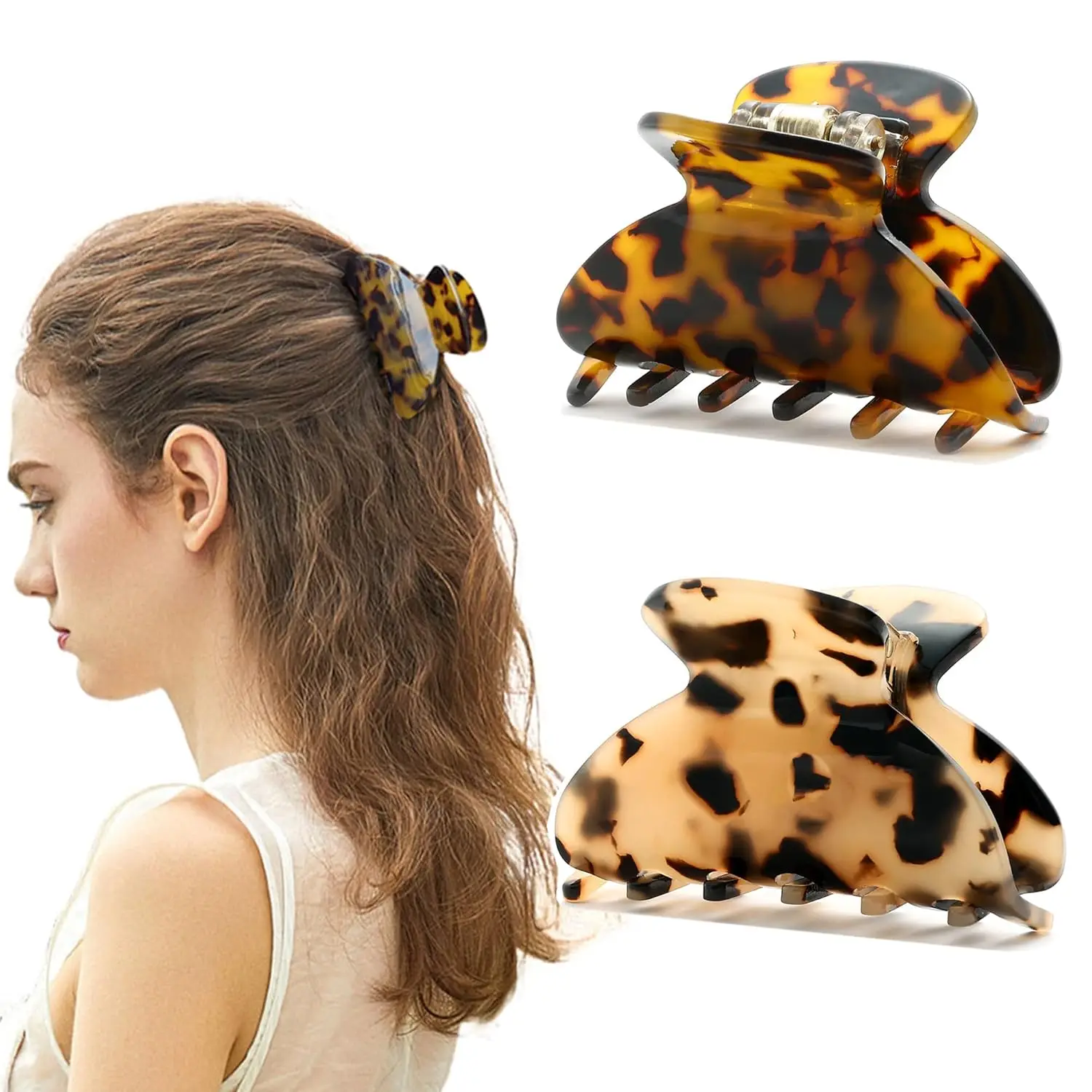 2Pcs Small Medium Hair Claw Clips for Women Tortoise Shell Claw Hair Clips for Thin Fine Medium Thick Hair
2Pcs Small Medium Hair Claw Clips for Women Tortoise Shell Claw Hair Clips for Thin Fine Medium Thick Hair