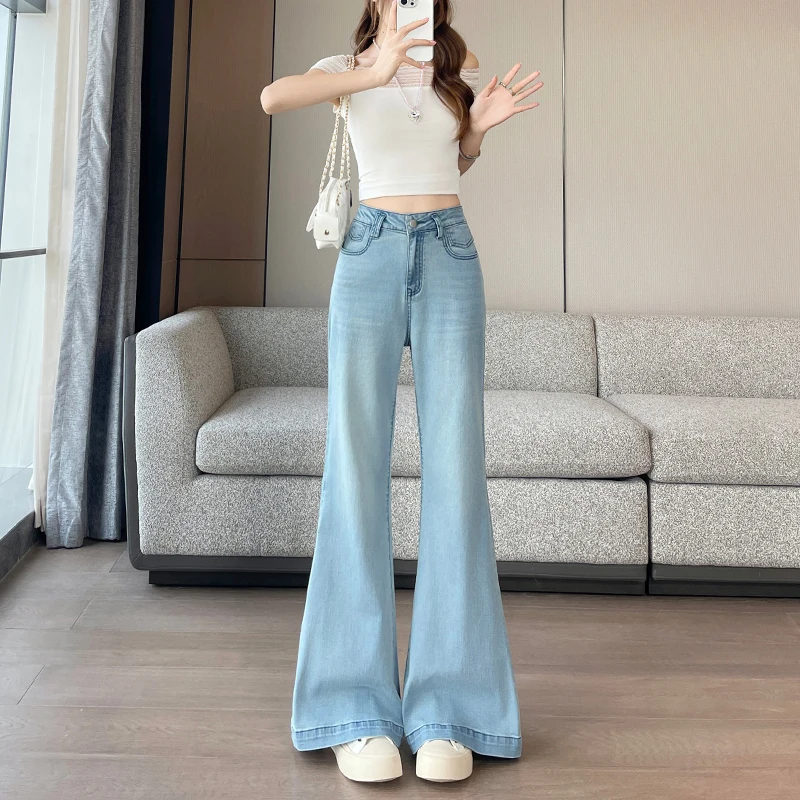 Light Wash Women's Bell Bottom Jeans Summer High Waist Long Pants Casual Style Ruffle Hem Lyocell Fabric Fashionable
Light Wash Women's Bell Bottom Jeans Summer High Waist Long Pants Casual Style Ruffle Hem Lyocell Fabric Fashionable