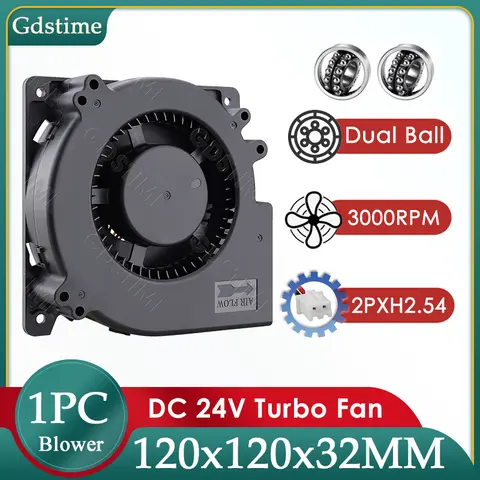 Gdstime 120MM Fan 24V DC Brushless Centrifugal Turbo Blower 120MM*32MM Dual Ball Cooler for BBQ Grill,Industrial Cooling