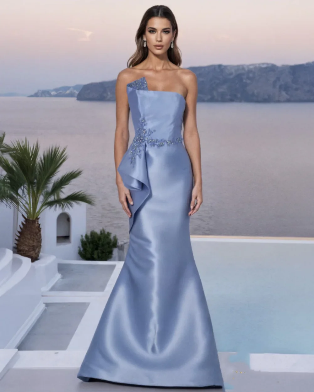 Customized Elegant Women Charmeuse Rhinestone Ruched Mermaid Evening Dress Fashion Strapless Sleeveless Floor Lenght Party Gowns
Customized Elegant Women Charmeuse Rhinestone Ruched Mermaid Evening Dress Fashion Strapless Sleeveless Floor Lenght Party Gowns