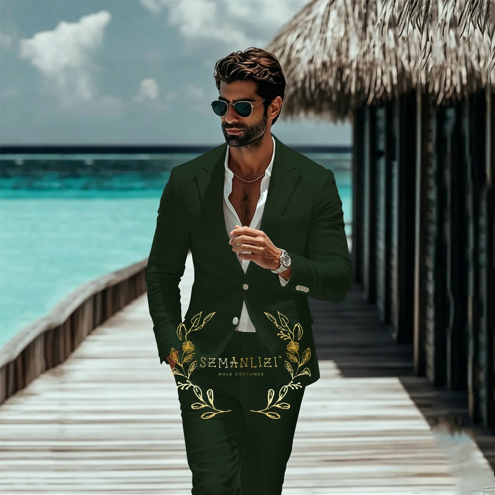 Summer Dark Green Linen Men Suits 2 Pieces Peaked Lapel Beach Wedding Tuxedos Casual Suit Blazer Sets Costume Homme Jacket+Pants
Summer Dark Green Linen Men Suits 2 Pieces Peaked Lapel Beach Wedding Tuxedos Casual Suit Blazer Sets Costume Homme Jacket+Pants