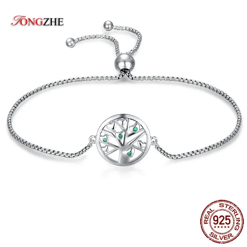 TONGZHE 100% 925 Sterling Silver Bracelets Heart Tree of Life Charm Green Crystal Bracelet Adjustable Fine Jewelry Women Gift
TONGZHE 100% 925 Sterling Silver Bracelets Heart Tree of Life Charm Green Crystal Bracelet Adjustable Fine Jewelry Women Gift