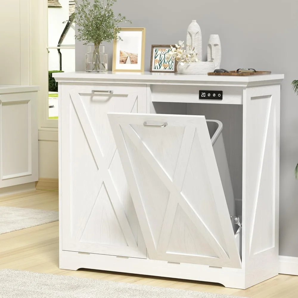 Double Tilt Out Trash Can Cabinet 10 Gallon,Farmhouse Style Kitchen Trash Cabinet with Barn Door, Solid Wood Tabletop, Pet Proof
Double Tilt Out Trash Can Cabinet 10 Gallon,Farmhouse Style Kitchen Trash Cabinet with Barn Door, Solid Wood Tabletop, Pet Proof