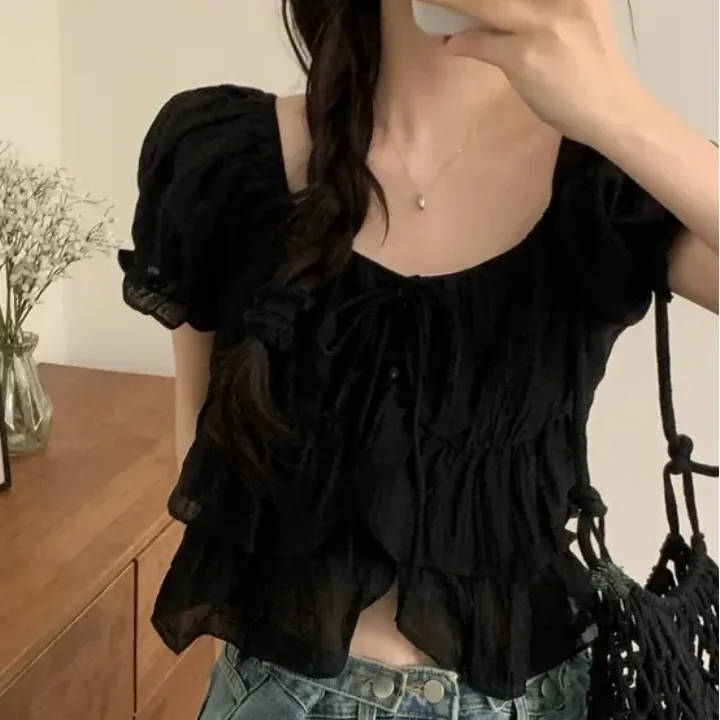 Faionable ort Bubble Sve Chiffon Top Women's Spring Summer New Sle Korean Chic Pleated Sve Lace irt Commute Pur...
Faionable ort Bubble Sve Chiffon Top Women's Spring Summer New Sle Korean Chic Pleated Sve Lace irt Commute Pur...