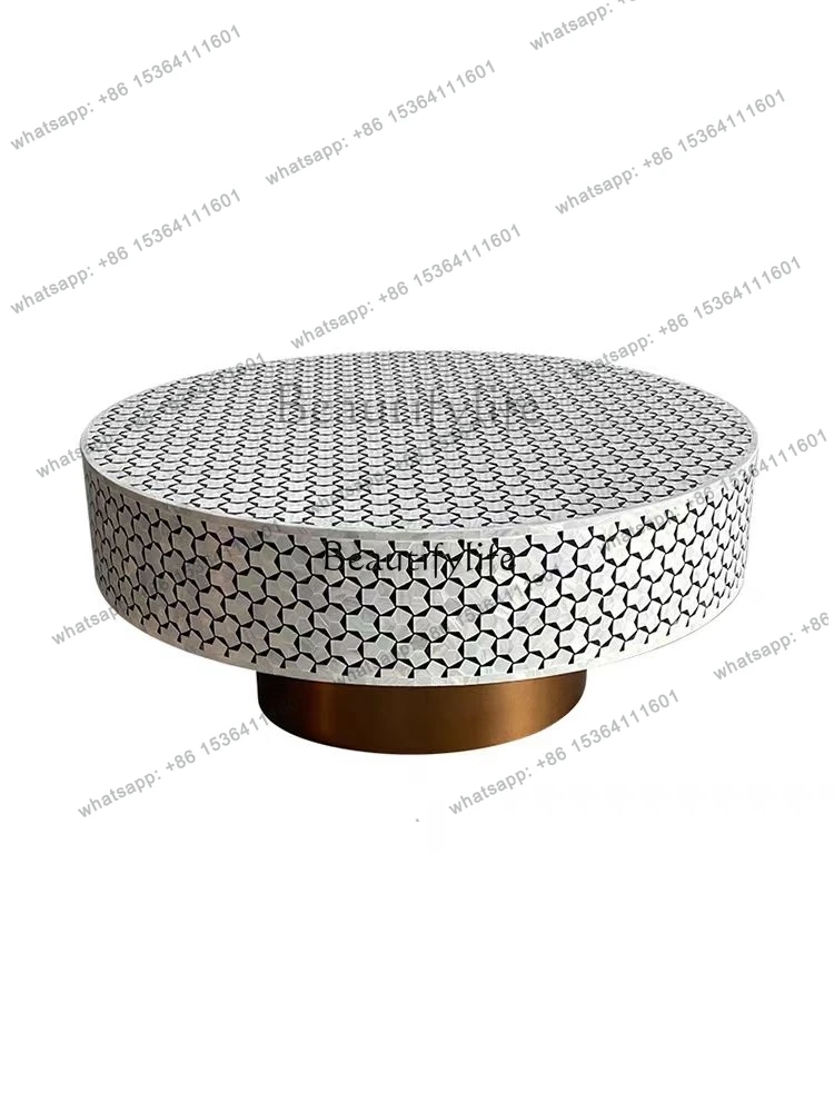 56High-Grade Shell Coffee Table Stainless Steel Light Luxury Minimalist Modern Living Room round Coffee Table
56High-Grade Shell Coffee Table Stainless Steel Light Luxury Minimalist Modern Living Room round Coffee Table