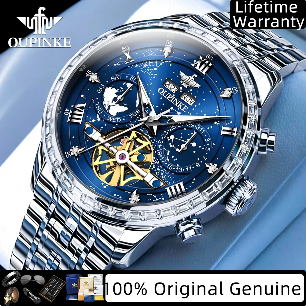OUPINKE Men Watch Luxury Brand Original Multi functional Chronograph Skeleton Starry Sky Men's Automatic Mechanical Watches 3255
OUPINKE Men Watch Luxury Brand Original Multi functional Chronograph Skeleton Starry Sky Men's Automatic Mechanical Watches 3255