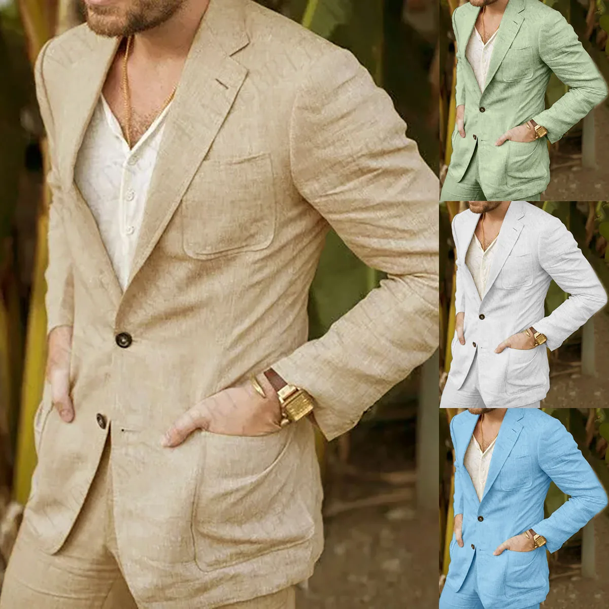 Linen Casual Suits for Men ، Slim Fit Single-Breasted Solid Tuxedo Blazers Costumes Homme Trajes Para Hombre Custom Man Suits
Linen Casual Suits for Men ، Slim Fit Single-Breasted Solid Tuxedo Blazers Costumes Homme Trajes Para Hombre Custom Man Suits