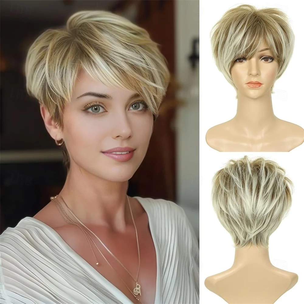 HAIRJOY Synthetic Hair Short Blonde Wigs Pixie Cut Wig Layered Short Wigs for Women
HAIRJOY Synthetic Hair Short Blonde Wigs Pixie Cut Wig Layered Short Wigs for Women