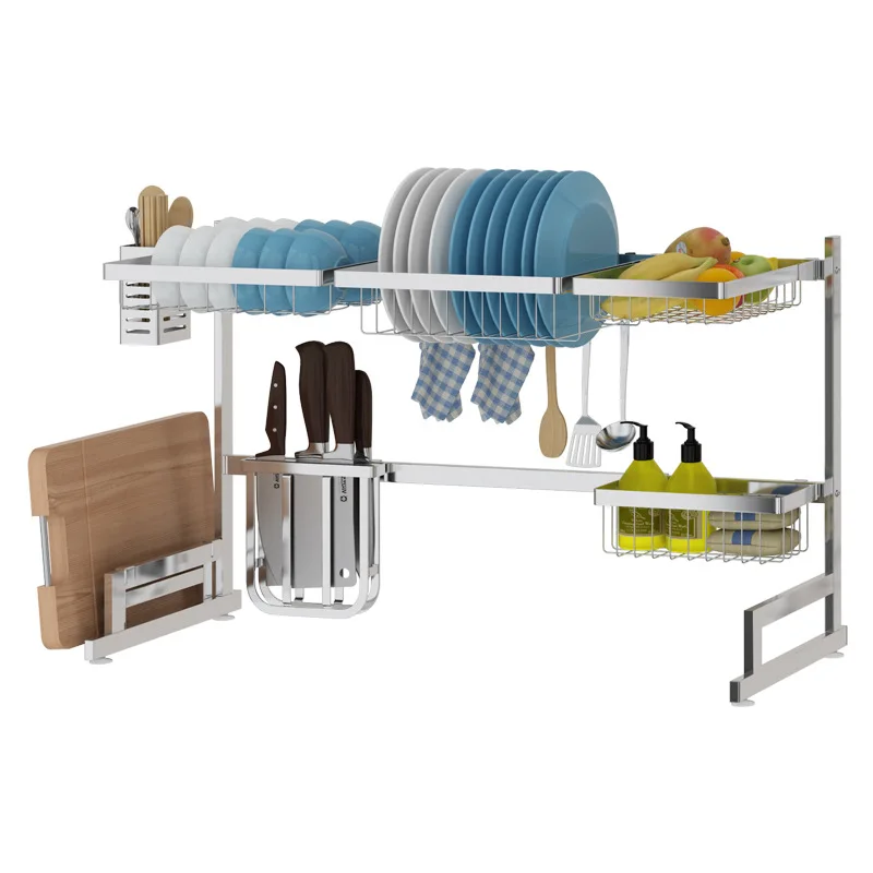 Water double sink, dishes drying rack, double-layer kitchen knife plate storage rack
Water double sink, dishes drying rack, double-layer kitchen knife plate storage rack