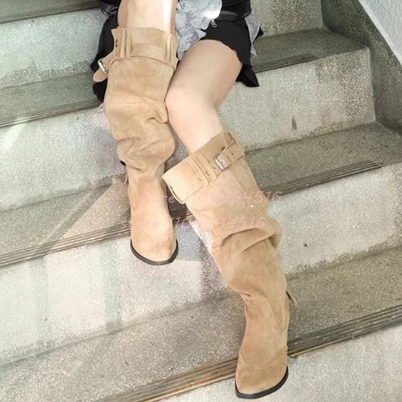 Black Leather Chunky Heel Pleated Knee High Boots Women Brown Suede Western Boots Fashion Vintage Pointed Slip On Party Shoes
Black Leather Chunky Heel Pleated Knee High Boots Women Brown Suede Western Boots Fashion Vintage Pointed Slip On Party Shoes