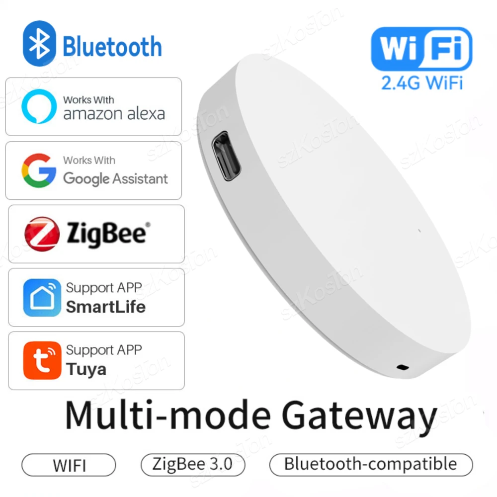 Беспроводной шлюз Tuya Zigbee, хаб с поддержкой Bluetooth, с управлением через приложение
Беспроводной шлюз Tuya Zigbee, хаб с поддержкой Bluetooth, с управлением через приложение
