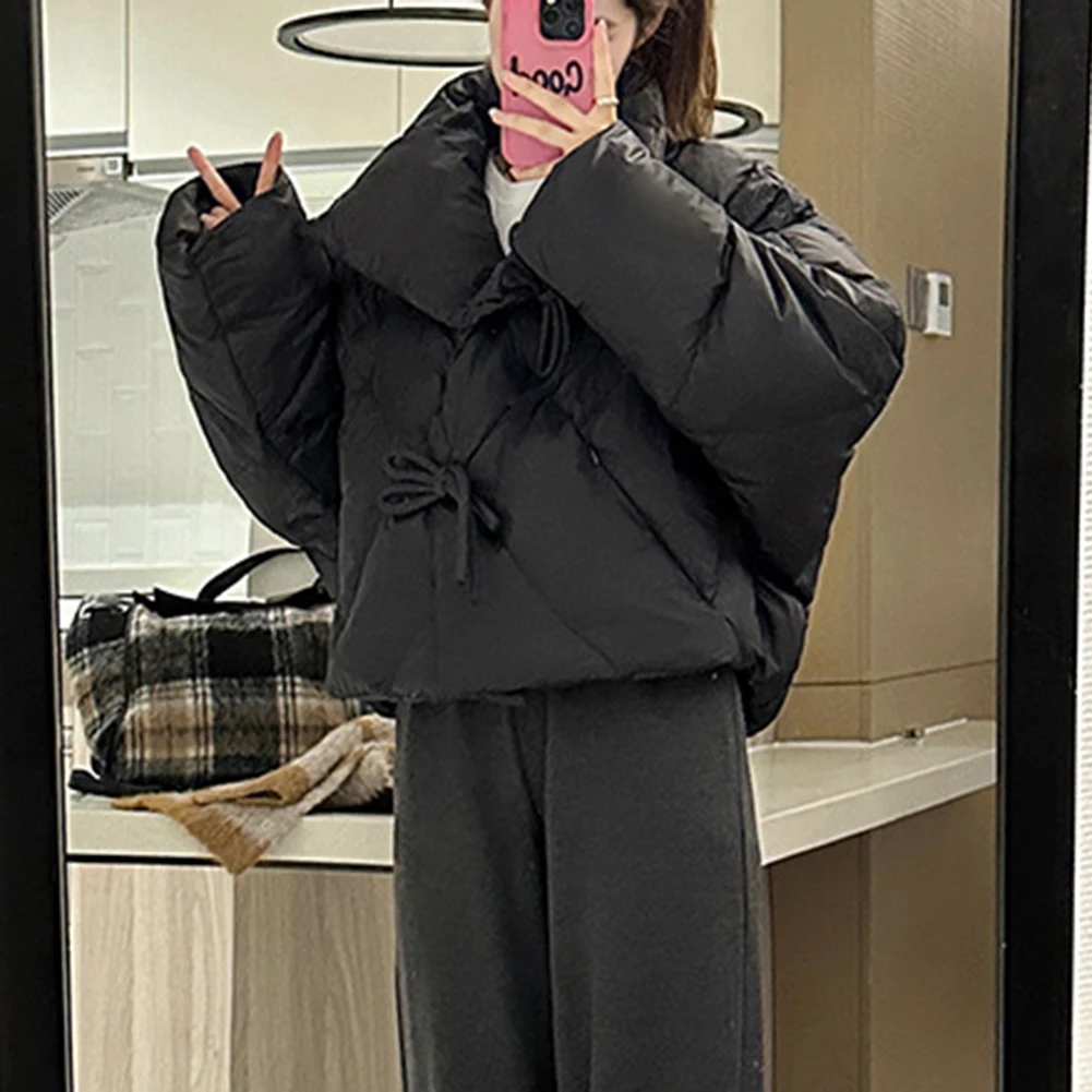 Autumn Winter Jacket Bow Warm Outwear Vacation Attire Black Casual Stand Collar Puffer Bow Jacket Solid Color Padded Jacket
Autumn Winter Jacket Bow Warm Outwear Vacation Attire Black Casual Stand Collar Puffer Bow Jacket Solid Color Padded Jacket