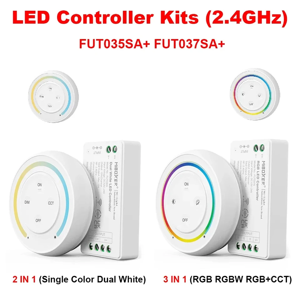 2.4G LED contorller kits FUT035SA 2in1 single color Dual white FUT037SA 3in1 RGB RGBW RGBCCT Remote Control Rainbow 12V 24V
2.4G LED contorller kits FUT035SA 2in1 single color Dual white FUT037SA 3in1 RGB RGBW RGBCCT Remote Control Rainbow 12V 24V