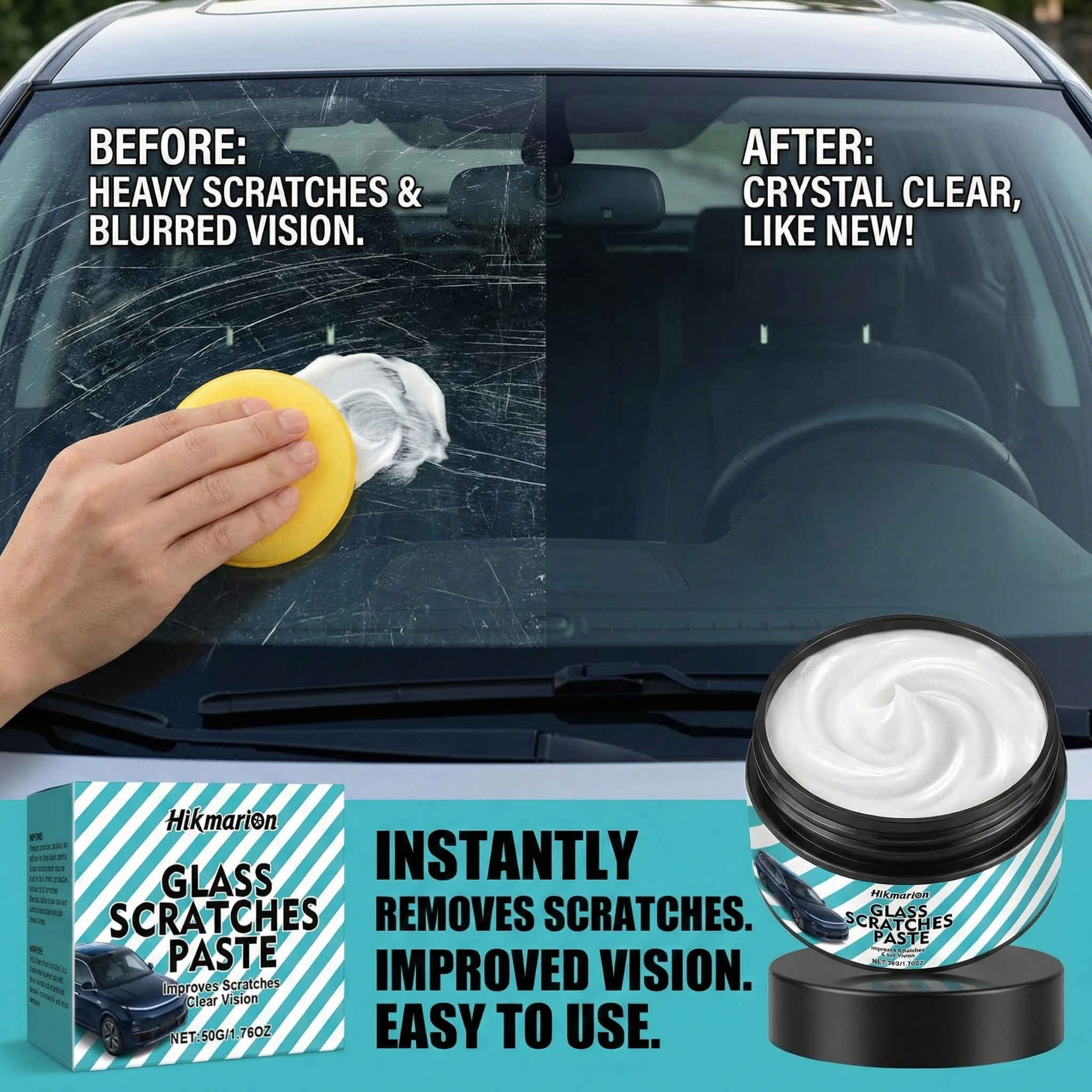 Universal Glass Scratch Repair Cream - for Car Windows, Bathroom Glass, Eyeglasses & Lenses Scratches
Universal Glass Scratch Repair Cream - for Car Windows, Bathroom Glass, Eyeglasses & Lenses Scratches
