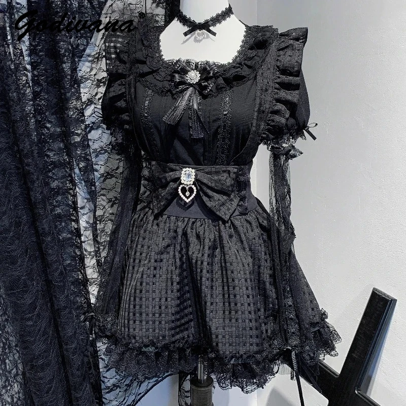 Japanese Mine Mass-produced Lolita Top and Skirt Sets New Summer Women's Sweet Lace Long Sleeve Shirt Blusas Plaid Skirt Outfits
Japanese Mine Mass-produced Lolita Top and Skirt Sets New Summer Women's Sweet Lace Long Sleeve Shirt Blusas Plaid Skirt Outfits