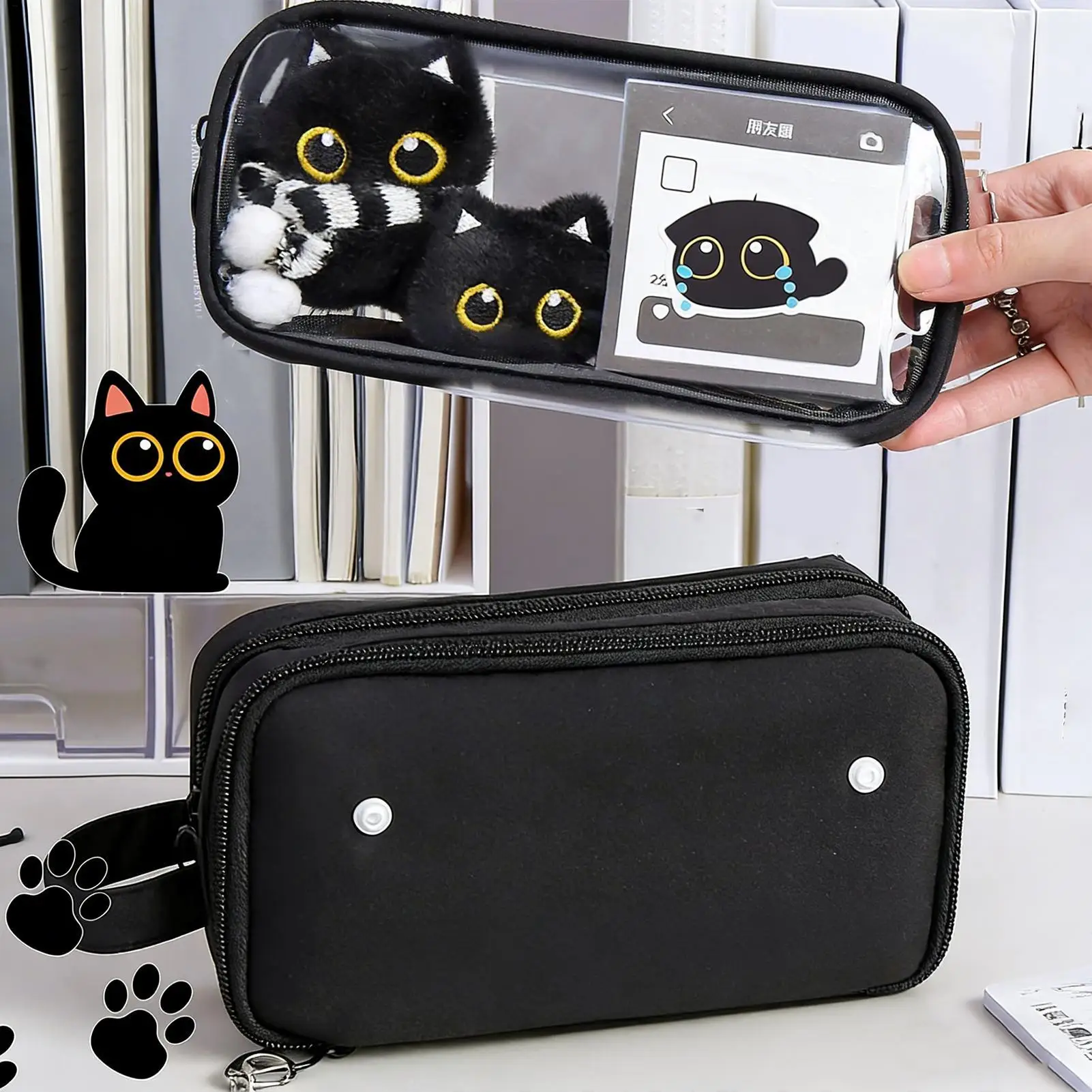 Cute Cat Pencil Pouch with 10 Layers, Large Capacity Stationery Organizer with Stickers & Gel Pens, School Supplies Pen Case
Cute Cat Pencil Pouch with 10 Layers, Large Capacity Stationery Organizer with Stickers & Gel Pens, School Supplies Pen Case