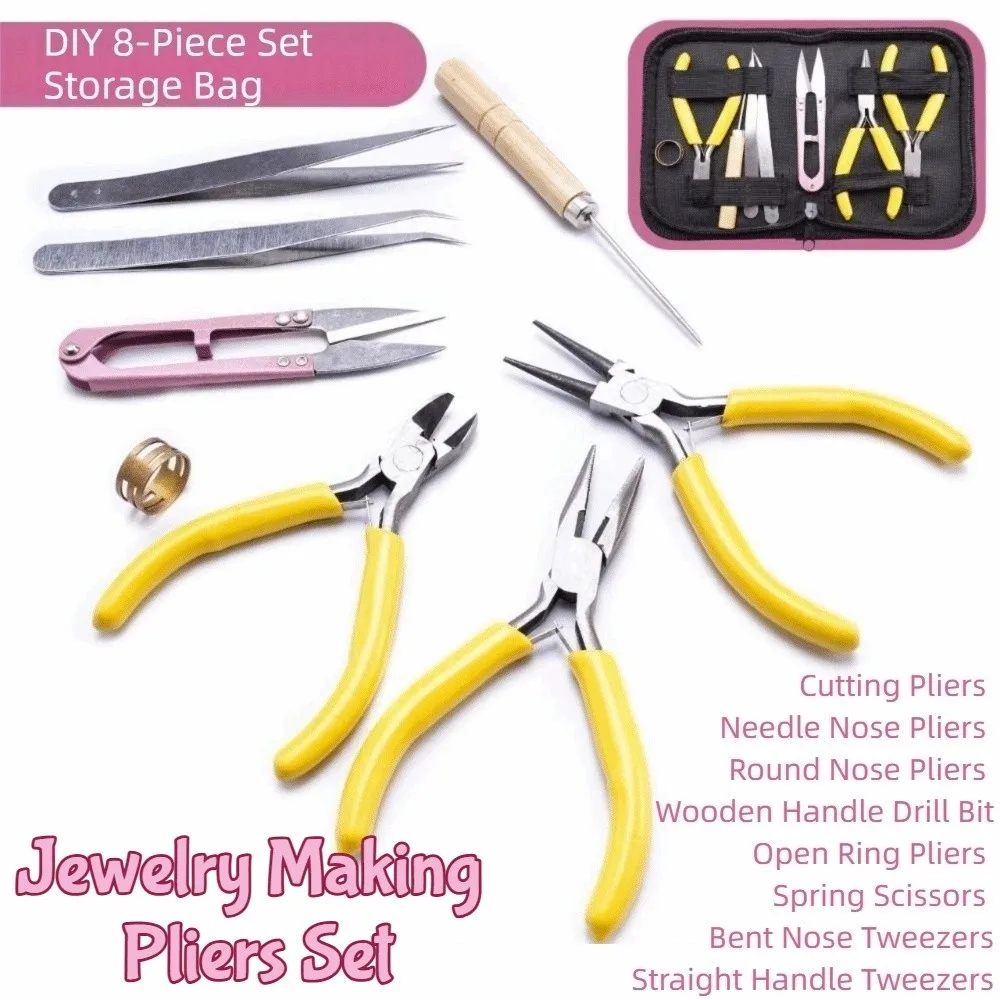 8Pcs/Set Portable Jewelry Making Pliers Set Pliers DIY Beading Tool Kit Non-slip Handle Jump Ring Opener
8Pcs/Set Portable Jewelry Making Pliers Set Pliers DIY Beading Tool Kit Non-slip Handle Jump Ring Opener