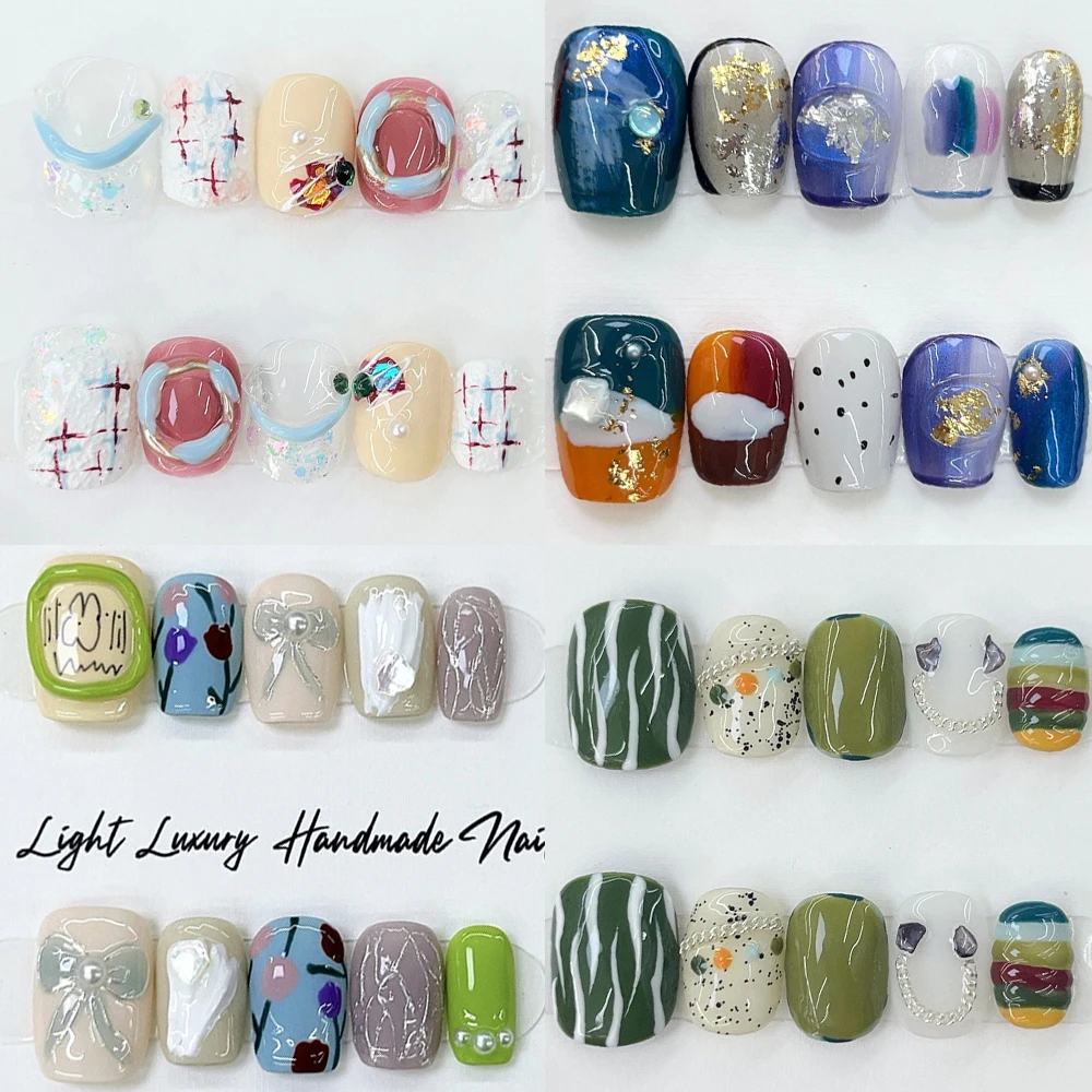 Cute Handmade Short Square Round False Nails Cat Eyes Colorful Sequins Flowers Pearl Rhinestone Reusable Nails Party Sticker
Cute Handmade Short Square Round False Nails Cat Eyes Colorful Sequins Flowers Pearl Rhinestone Reusable Nails Party Sticker