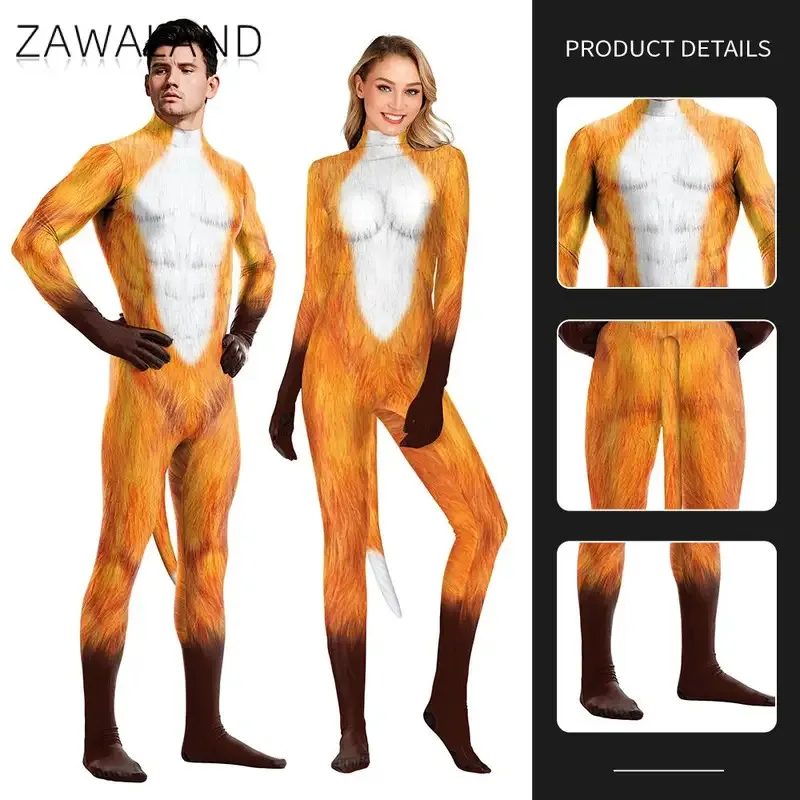 Zawaland Furry Petsuit Couple Fox Cosplay Costume with Tail Women Men Zentai Suit Crotch Zipper Jumpsuit Halloween Disguise Wear
Zawaland Furry Petsuit Couple Fox Cosplay Costume with Tail Women Men Zentai Suit Crotch Zipper Jumpsuit Halloween Disguise Wear
