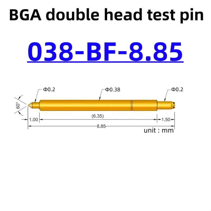 100pcs Double-ended Test Needle Test Probe BGA Semiconductor Probe 038-BF-8.85 Telescopic Spring Test Pin 8.85 Pogo Pin
100pcs Double-ended Test Needle Test Probe BGA Semiconductor Probe 038-BF-8.85 Telescopic Spring Test Pin 8.85 Pogo Pin