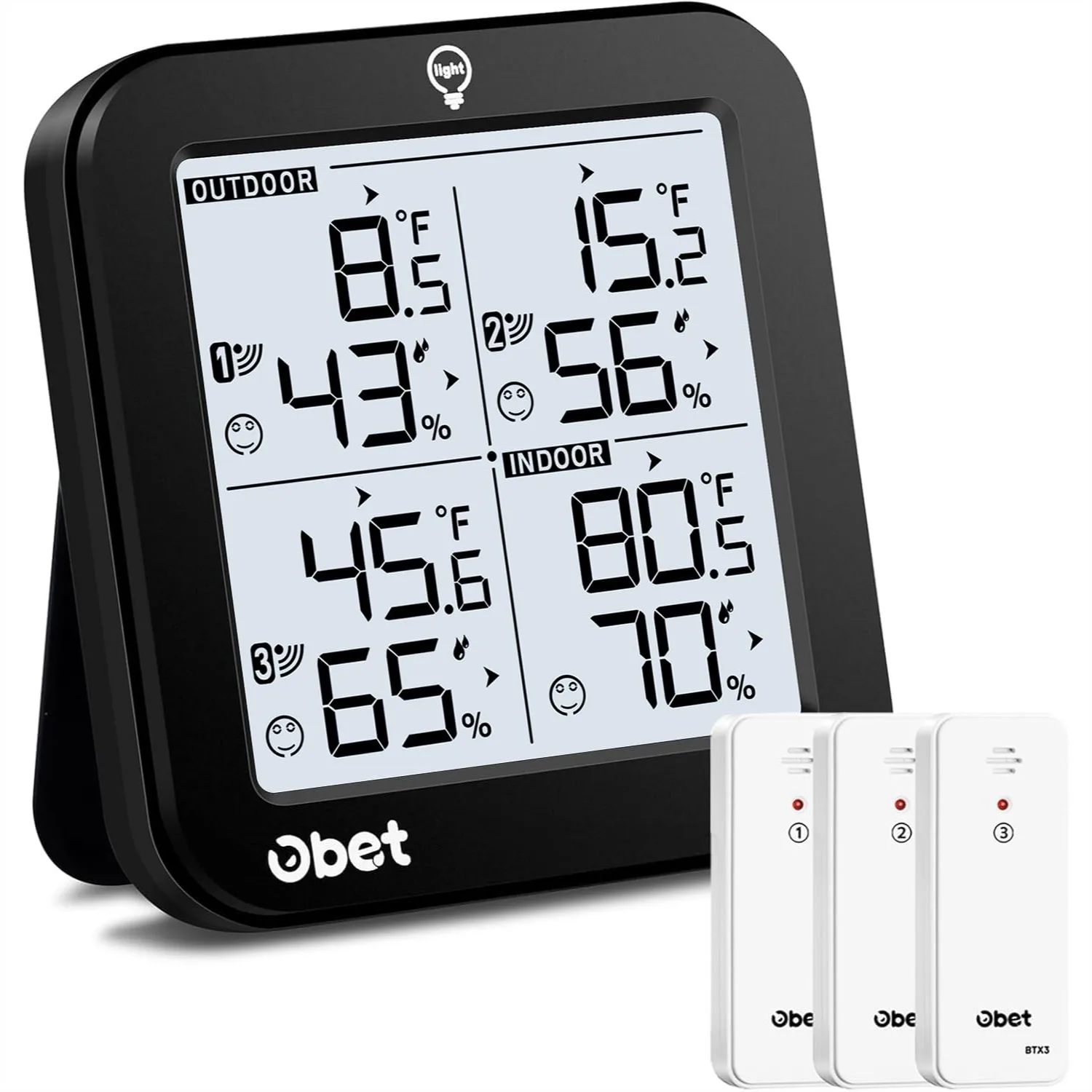 Wireless Weather Station with 3 Sensors, Digital Thermometer Hygrometer, Indoor Outdoor Temperature Humidity Monitor with
Wireless Weather Station with 3 Sensors, Digital Thermometer Hygrometer, Indoor Outdoor Temperature Humidity Monitor with