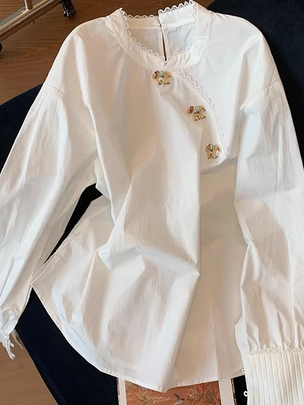 Ele Embroidered Ear irt Women's Loose Fit Faionable Spring Cotton Blend Breathable Long Sve Casual Top
Ele Embroidered Ear irt Women's Loose Fit Faionable Spring Cotton Blend Breathable Long Sve Casual Top