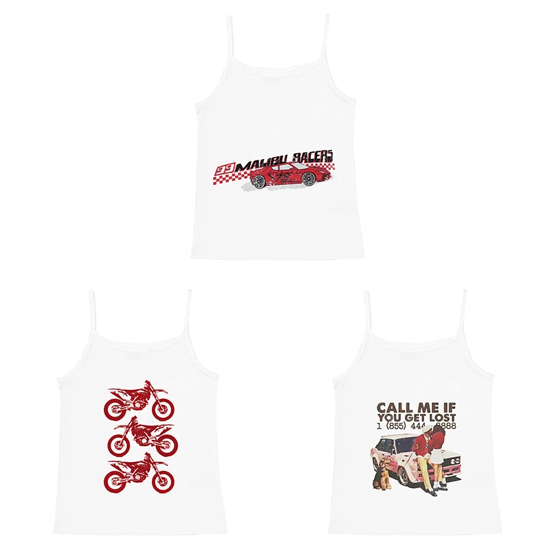 Summer 3 Piece Tank Top Sexy Ribbed Racing Car Print Vest Harajuku Female Off Shoulder Knitted Women Crop Tops Sleeveless Base
Summer 3 Piece Tank Top Sexy Ribbed Racing Car Print Vest Harajuku Female Off Shoulder Knitted Women Crop Tops Sleeveless Base