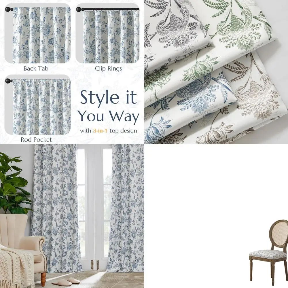 Blackout Floral Curtains for Bedroom, 84 Inches Long Printed Flower Black Out Curtains, French Country Back Tab Blue Window Trea
Blackout Floral Curtains for Bedroom, 84 Inches Long Printed Flower Black Out Curtains, French Country Back Tab Blue Window Trea