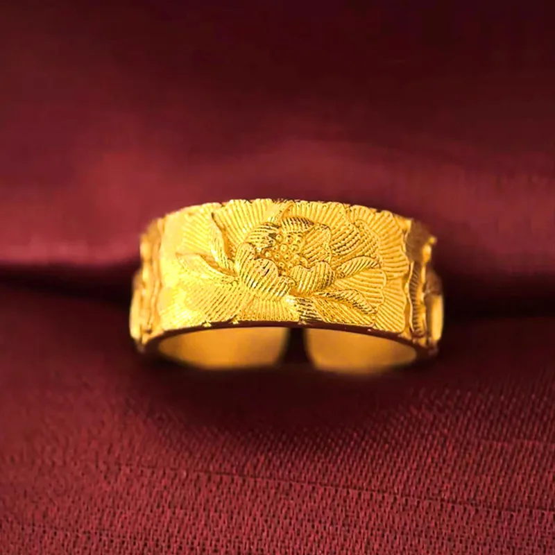 Новое кольцо в китайском стиле из 24-каратного настоящего золота, выполненное по старинной технологии, с рельефным изображением пионов, 9999 пробы, женское, маленькое, в ретро-стиле, открытое кольцо.
Новое кольцо в китайском стиле из 24-каратного настоящего золота, выполненное по старинной технологии, с рельефным изображением пионов, 9999 пробы, женское, маленькое, в ретро-стиле, открытое кольцо.