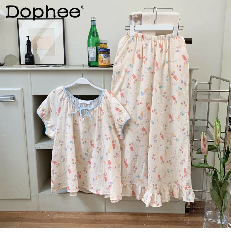 Japanese INS Cartoon Cute Bear Pure Cotton Short-sleeved Pajamas Sweet Bow Comfortable Casual Loungewear Set
Japanese INS Cartoon Cute Bear Pure Cotton Short-sleeved Pajamas Sweet Bow Comfortable Casual Loungewear Set