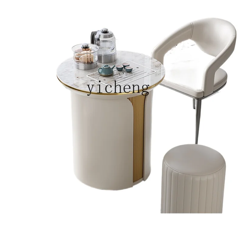 XL balcony small tea table and chair combination light luxury rock slab mobile tea table simple small tea cart
XL balcony small tea table and chair combination light luxury rock slab mobile tea table simple small tea cart