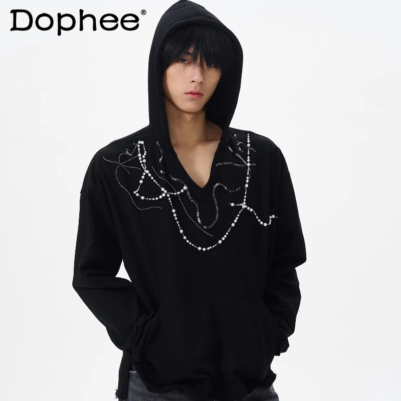Couple 2025 Spring Autumn New Fashion Retro Pearl Hooded Sweatshirts Men Women High-end Handsome Hoodies High Street Tops Jacket
Couple 2025 Spring Autumn New Fashion Retro Pearl Hooded Sweatshirts Men Women High-end Handsome Hoodies High Street Tops Jacket