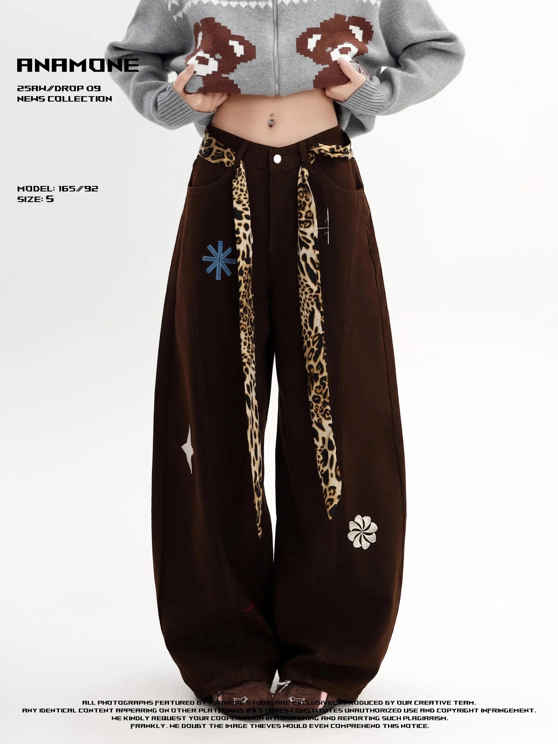 High Waist Wide Leg Jeans Women's plus Size Casual Pants Leopard Print Belted Slimming Knife Cut out Detailing
High Waist Wide Leg Jeans Women's plus Size Casual Pants Leopard Print Belted Slimming Knife Cut out Detailing
