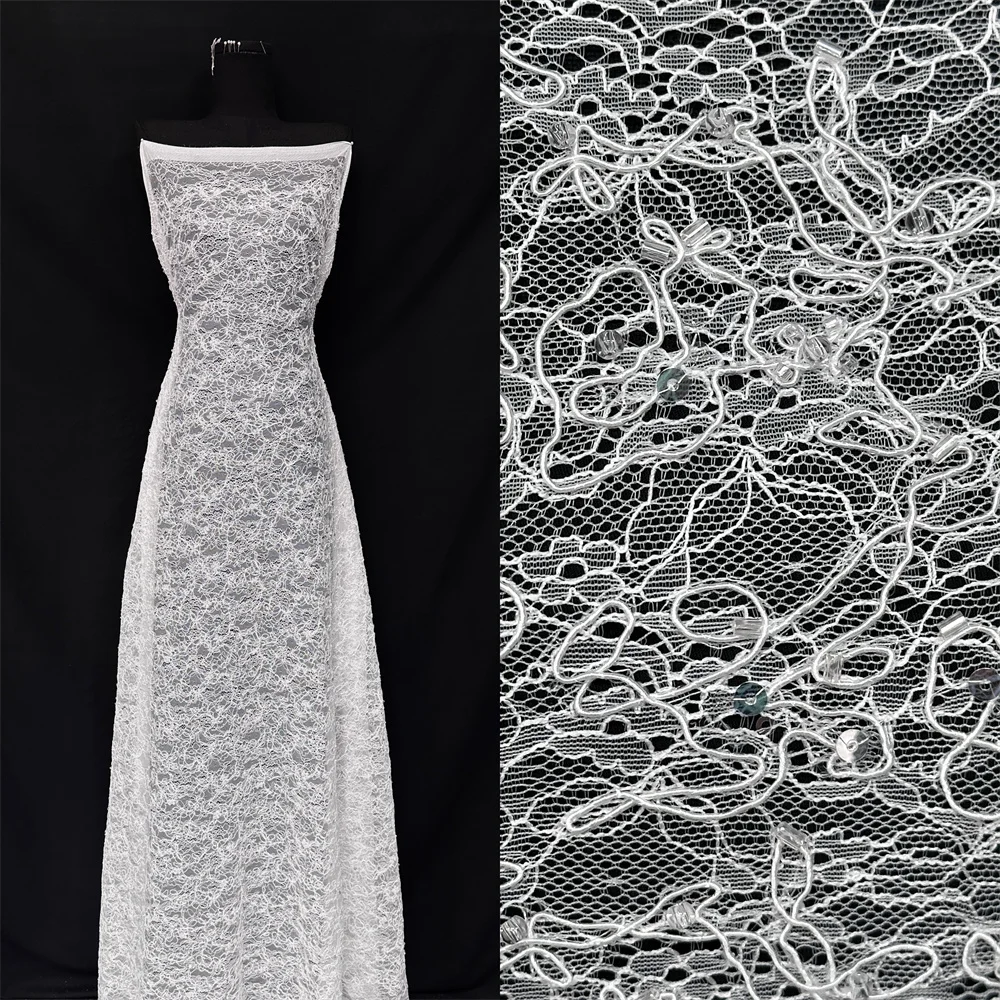 French Mesh Milk Silk Lace Fabric 2025 African Beads Tulle Lace Fabric 5 Yards for Nigerian Bridal Wedding Party Dresses women
French Mesh Milk Silk Lace Fabric 2025 African Beads Tulle Lace Fabric 5 Yards for Nigerian Bridal Wedding Party Dresses women