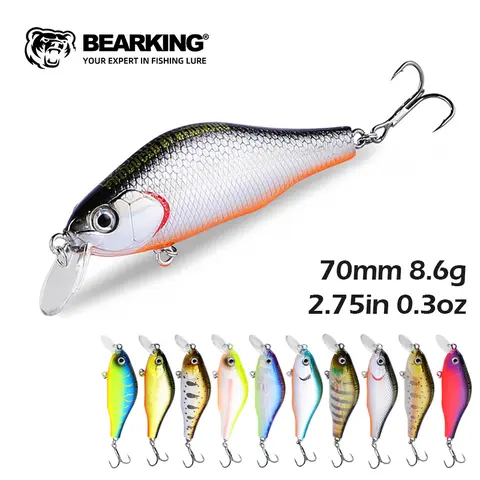 BEARKING New 70mm 8.6g  Tungsten system fishing lures minnow crank wobbler quality fishing tackle 10 colors to choose from