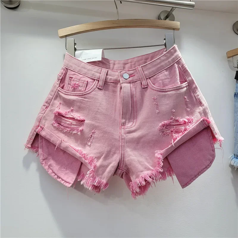 2025 Summer New Women's Pink Hole Denim Shorts High Waist Slimming Spicy Girl A-line Ragged Edge Shorts
2025 Summer New Women's Pink Hole Denim Shorts High Waist Slimming Spicy Girl A-line Ragged Edge Shorts