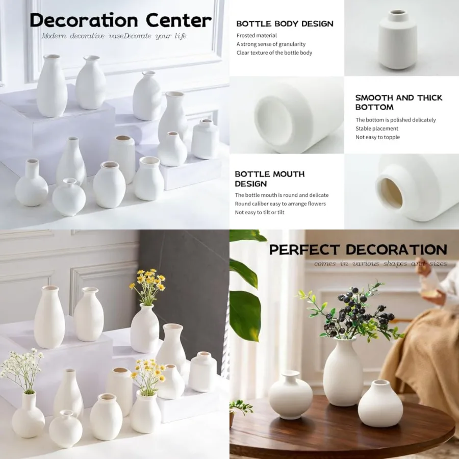 White Bud Vases Set of 12, Small Ceramic Vase in Bulk, Mini Pottery Vases for Pampas Grass Clay Vase for Wedding Table Centerpi
White Bud Vases Set of 12, Small Ceramic Vase in Bulk, Mini Pottery Vases for Pampas Grass Clay Vase for Wedding Table Centerpi