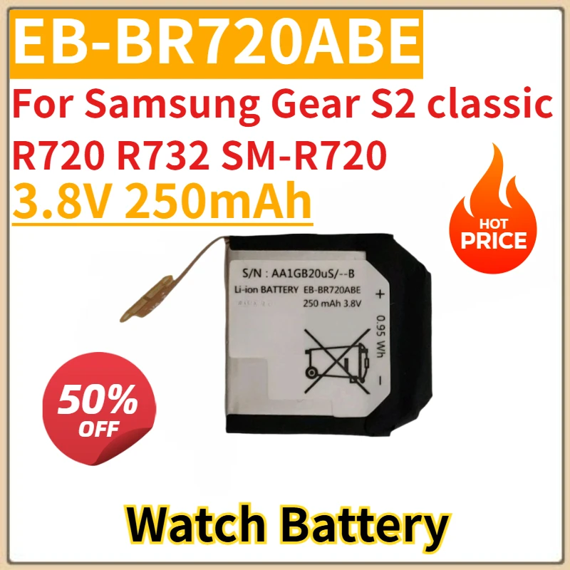 New Replacement Watch Battery 3.8V 250mAh EB-BR720ABE For Samsung Gear S2 classic R720 R732 SM-R720
New Replacement Watch Battery 3.8V 250mAh EB-BR720ABE For Samsung Gear S2 classic R720 R732 SM-R720