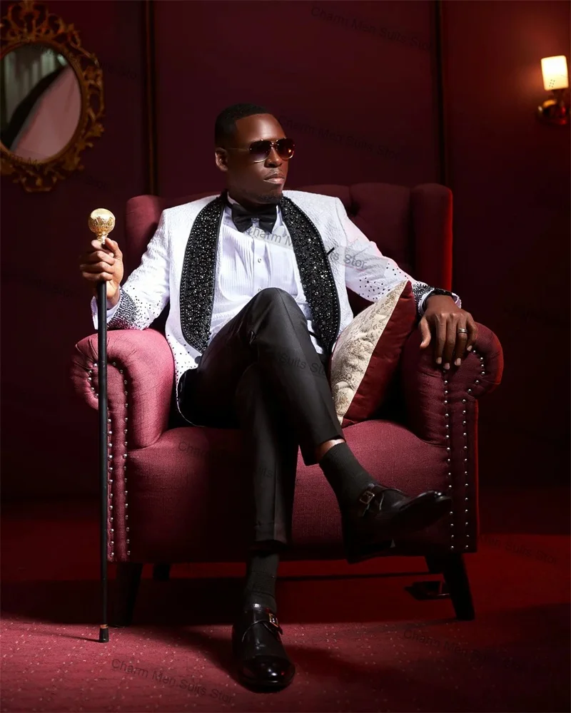 Crystals Jacquard Men Suits Set 2 Piece Blazer+Pants Custom Made Jacket Trousers Luxury Business Groom Wedding Tuxedo Coat
Crystals Jacquard Men Suits Set 2 Piece Blazer+Pants Custom Made Jacket Trousers Luxury Business Groom Wedding Tuxedo Coat