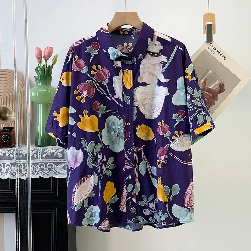 Korean Style Loose Fit Pure Cotton Short Sleeve Printed Shirt Women's Cardigan Thin Summer Fashion Casual Shirt Breathable
Korean Style Loose Fit Pure Cotton Short Sleeve Printed Shirt Women's Cardigan Thin Summer Fashion Casual Shirt Breathable