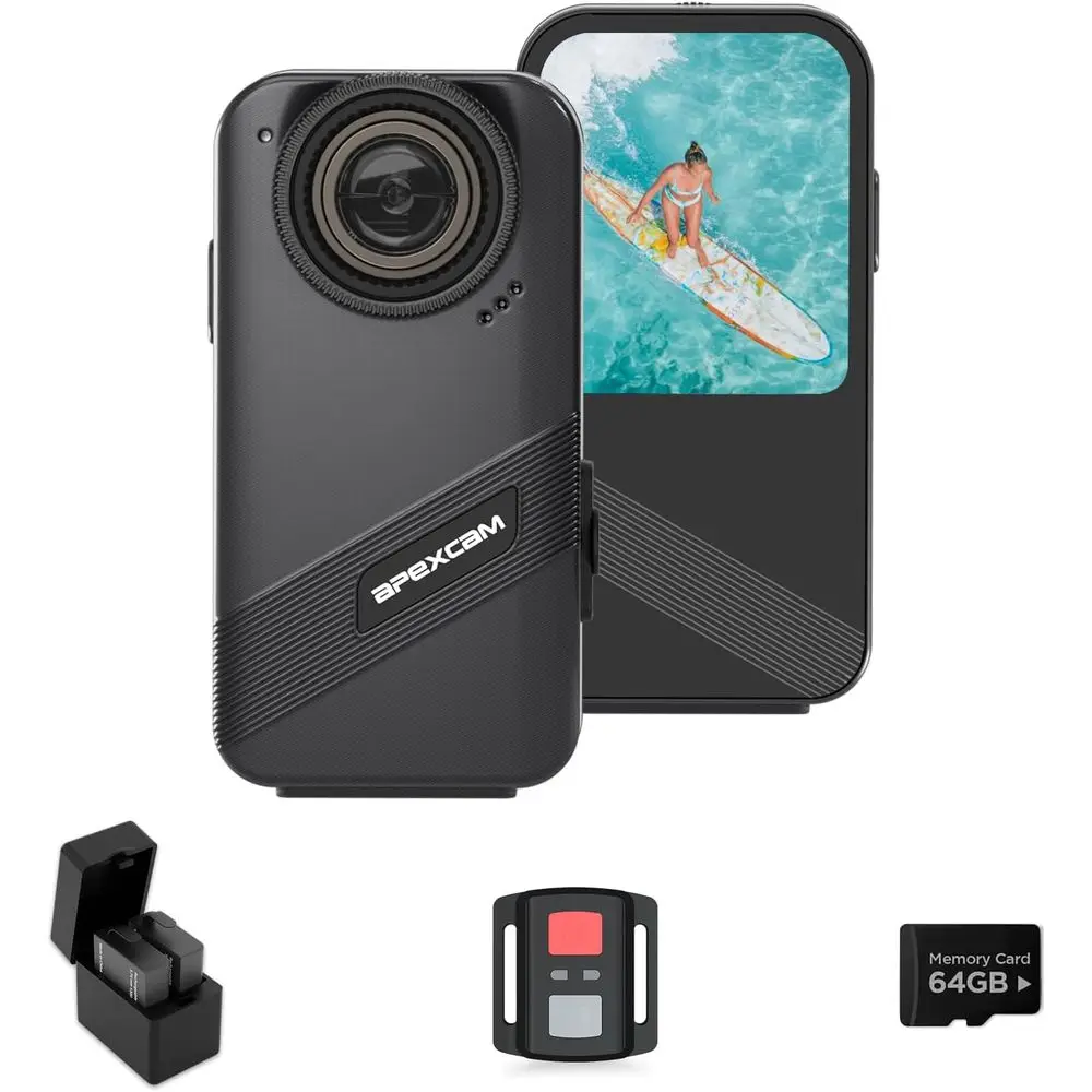 4K EIS Action Camera with 64GB Card, 8X Zoom, 2 Batteries, and Mount Kits for Sports and Underwater Adventures
4K EIS Action Camera with 64GB Card, 8X Zoom, 2 Batteries, and Mount Kits for Sports and Underwater Adventures