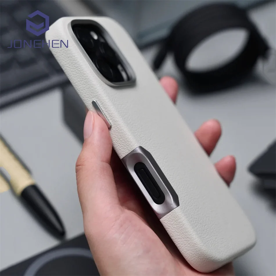 For Magsafe Leather Solid ColorHigh-end Alloy Camera Button Magnetic Case For iPhone 16 Pro Max Wireless Charge Shockproof Cover
For Magsafe Leather Solid ColorHigh-end Alloy Camera Button Magnetic Case For iPhone 16 Pro Max Wireless Charge Shockproof Cover