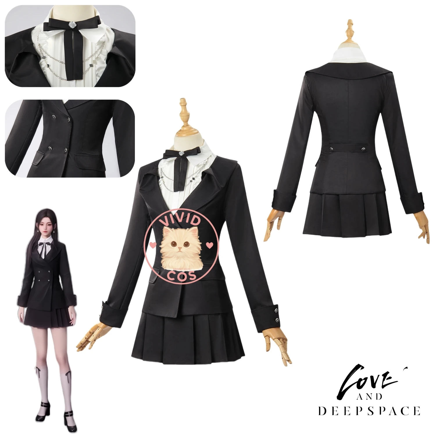 Game Love and Deepspace Cosplay Costume Fashion Role Playing Black Dress Uniform for Women Adult Comic Con Halloween Party Suit
Game Love and Deepspace Cosplay Costume Fashion Role Playing Black Dress Uniform for Women Adult Comic Con Halloween Party Suit