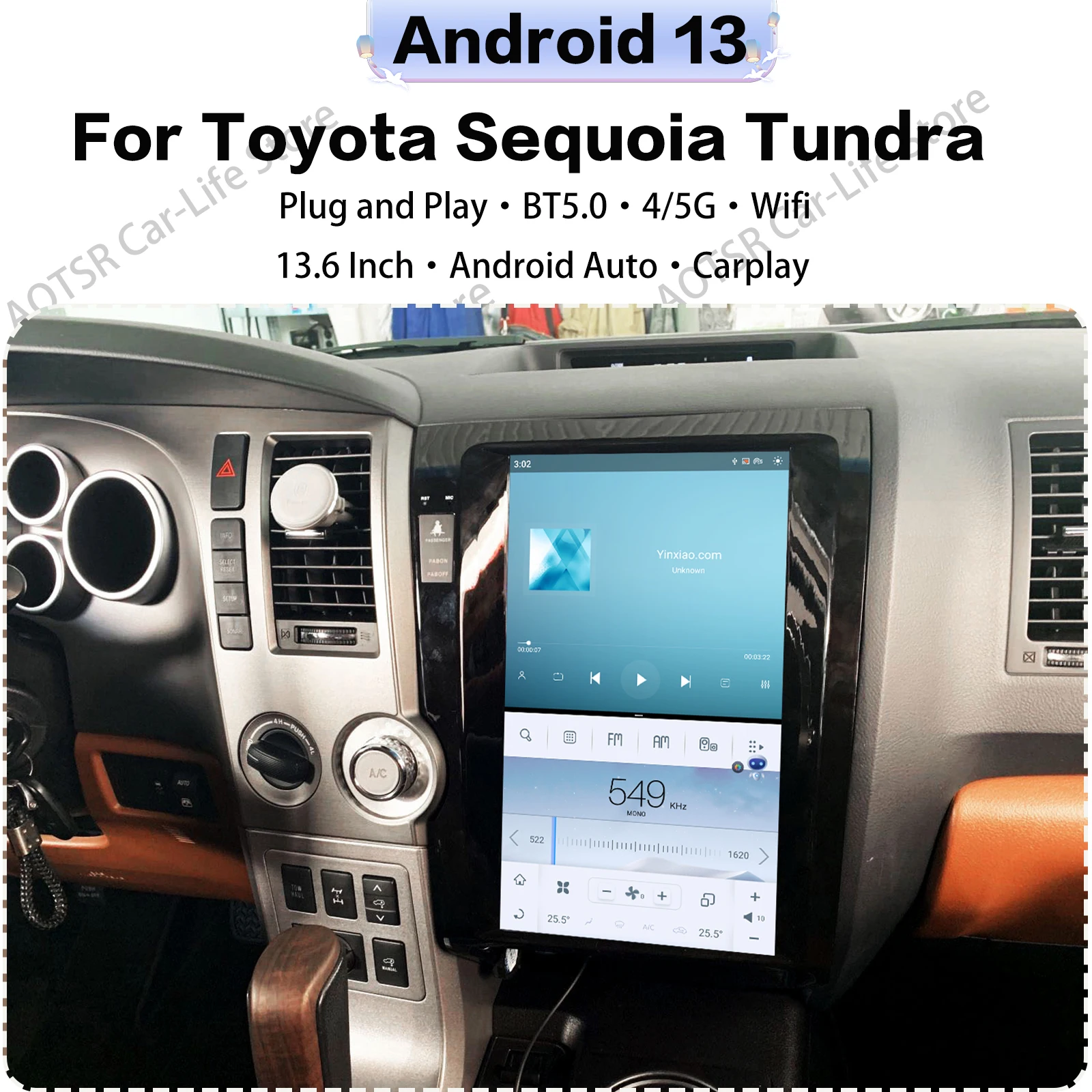 8-core Android Auto Multimedia Car Radio For Toyota Sequoia Tundra 2007~2013 Car GPS Navigation Audio Stereo Head Unit Carplay
8-core Android Auto Multimedia Car Radio For Toyota Sequoia Tundra 2007~2013 Car GPS Navigation Audio Stereo Head Unit Carplay