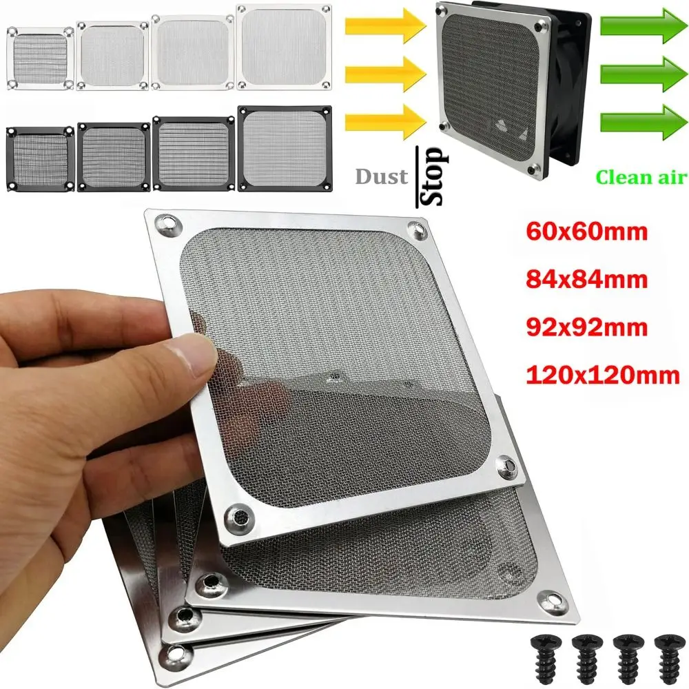 Anti Rust Computer Fan Filter Grills Aluminum Silver Black Dust Filter Cover with Screws Dust Cover Computer Cooling
Anti Rust Computer Fan Filter Grills Aluminum Silver Black Dust Filter Cover with Screws Dust Cover Computer Cooling